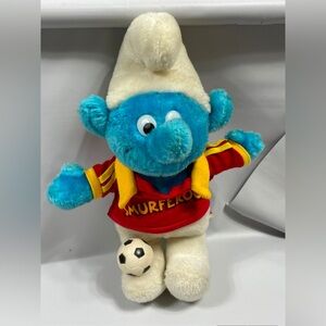 Vintage sport soccer football smurf 1982 ganz bros plush stuffed kids toys